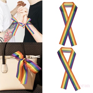 Zuo แถบคาดศีรษะ สีรุ้ง ลายทาง สีสันสดใส LGBTQ Gay Pride สร้อยข้อมือ สายรัดข้อมือ