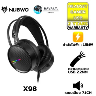 COINSคืน15%⚡FB9JMZV6⚡ NUBWO GAMING HEADSET X98 BLACK หูฟัง รับประกันศูนย์ 2ปี