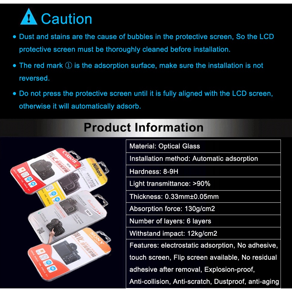 Ggiveaway ฟิล์มกระจกนิรภัยกันรอยหน้าจอ LCD สําหรับกล้อง Canon Fuji Nikon Free Gift - รูปที่ 7