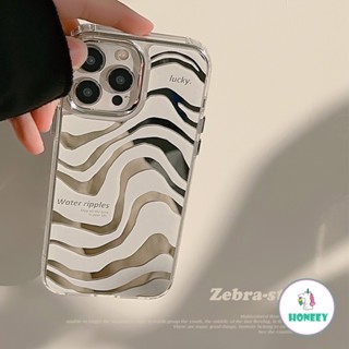 เคสโทรศัพท์มือถือแบบกระจกแข็ง นิ่ม กันกระแทก พิมพ์ลายม้าลาย ระลอกน้ํา แฟชั่น สําหรับ iPhone 15 14 13 11 12 Pro Max Xs Xr