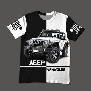 เสื้อยืดลําลอง คอกลม พิมพ์ลาย Jeep Wrangler 3D แฟชั่นสําหรับสตรี 2023