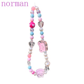 Norman สายคล้องโทรศัพท์มือถือ จี้ลูกปัดน่ารัก แฮนด์เมด สําหรับเด็กผู้หญิง