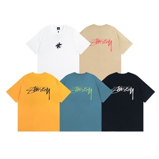 เสื้อยืดแขนสั้น พิมพ์ลายการ์ตูน STUSSY-Fashion สไตล์คลาสสิก สําหรับผู้ชาย และผู้หญิง