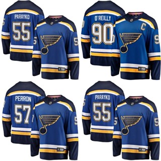 ถนน HQ1 NHL เสื้อกีฬาแขนยาว ลายทีม Louis Blues Home Jersey Parayko Perron Oreilly Blue พลัสไซซ์ QH1