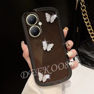 พร้อมส่ง เคสโทรศัพท์มือถือ TPU แบบนิ่ม ลายผีเสื้อ ประดับเพชร สําหรับ VIVO Y27 Y78 Y02T 4G 5G VIVOY27 VIVOY78 VIVOY02T 2023