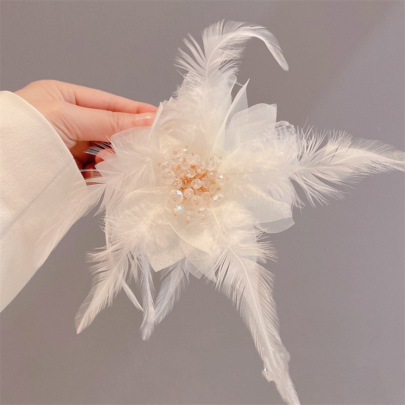 แฟชั่น Swan Lake Feather ดอกไม้ Clasp คลิปผม Clasp Pan ผม Shark คลิปเครื่องประดับผม