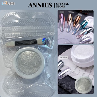 ANNIES 5 สี Solid Manicure Aurora Powder Moonlight Fairy Mirror Translucent Magic Mirror Laser Powder, ฟรีแปรง ↑Eele