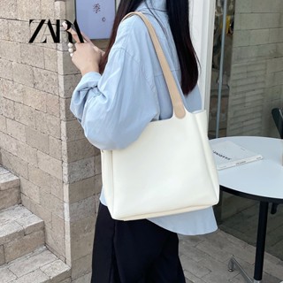 Zara กระเป๋าสะพายไหล่ ทรงโท้ท ขนาดใหญ่ จุของได้เยอะ เข้ากับทุกการแต่งกาย แฟชั่นสําหรับสตรี