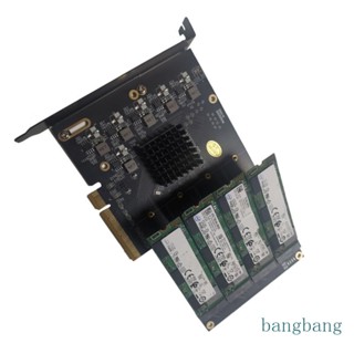 Bang อะแดปเตอร์การ์ดขยาย Pcie4 0 x16 เป็น M 2 M-Key NVMe 4 SSD รองรับ 4 NVMe M 2 2280 เป็น 64Gbps M 2 2280 SSD