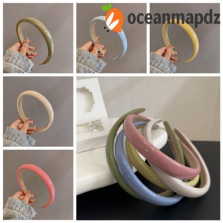 Oceanmapdz ที่คาดผม หนัง PU สีแคนดี้ เรียบง่าย สไตล์เกาหลี อุปกรณ์เสริม สําหรับปาร์ตี้