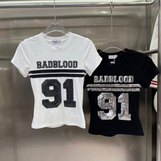 2สี ♥ เช็คสินค้าก่อนสั่ง BADBLOOD T-SHIRT เสื้อยืด พอดีตัว งานสวยมาก ปักเลื่อม ซีลีน เซลีน