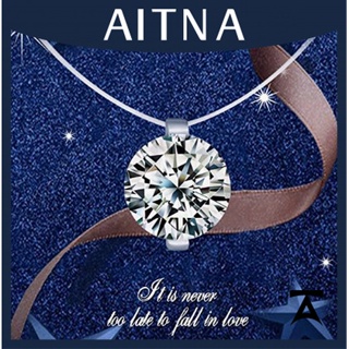 Aitna Cubic Zirconia CZ สร้อยคอโซ่ เงินแท้ 925 จี้เพทายใส สําหรับผู้หญิง