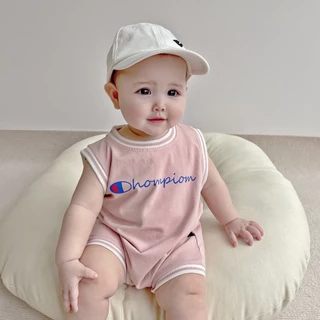 ใหม่ ชุดจั๊มสูท รอมเปอร์ แขนกุด วันพีช สไตล์สปอร์ต ฤดูร้อน สําหรับเด็กทารกแรกเกิด เด็กผู้ชาย เด็กผู้หญิง