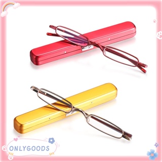 🎉ONLY🎉 Slim Readers Eyeglasses Men Women Blue Light Blocking Mini Reading Glasses Lightweight Metal Frame Spring Hinge Strength+1.0~4.0 Presbyopic Glasses Anti-blue Light Reading Glasses with Portable Pen Clip Case/Multicolor