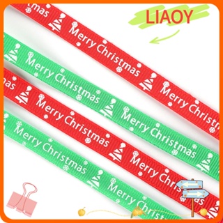 Liaoy 25 หลาริบบิ้นพิมพ์โพลีเอสเตอร์ตกแต่งคริสต์มาสสุขสันต์วันคริสต์มาสห่ออุปกรณ์