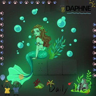 DAPHNE สติกเกอร์ติดผนัง เรืองแสงในที่มืด ลายการ์ตูนดาว สีเขียว สําหรับตกแต่งห้องนอน