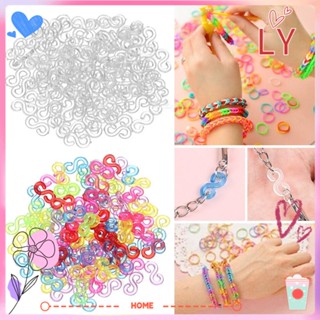 LY Colorful Jewelry Connectors Braided DIY Loom Bands Kit Rubber Band Clips Jewelry Making Plastic Bracelet Charms Arts Crafts Necklace Clasp S Clips