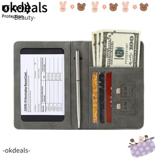 Okdeals RFID ปกหนังสือเดินทาง หนัง กันขโมย แปรงเอกสาร จัดระเบียบ