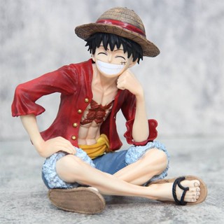 โมเดลฟิกเกอร์ Ellen One Piece Luffy Sitting and Smile เหมาะกับของขวัญ ของเล่นสําหรับเด็ก ตกแต่งบ้าน เก็บสะสม