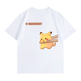 การ์ตูนโปเกมอนอะนิเมะแขนสั้น Pikachu น่ารักน้อย Pikachu เสื้อยืดผ้าฝ้ายอินเทรนด์เสื้อยืดหญิง INS สุดฮอตและหล่อ