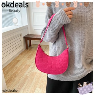 OKDEALS กระเป๋าหนัง สะพายใต้วงแขน แต่งสายโซ่ สําหรับผู้หญิง