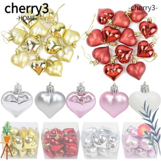 Cherry3 จี้รูปหัวใจ งานฝีมือ สําหรับตกแต่งบ้าน ต้นคริสต์มาส 12 ชิ้น