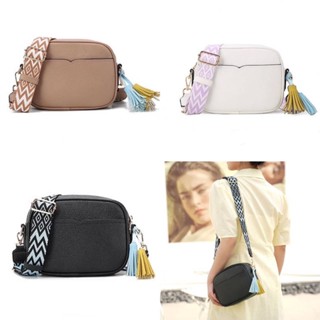 🌈ส่งฟรี🌈Korean Crossbody bag กระเป๋าสะพายไหล่ สะพายข้าง หนังPU พรีเมียม ประดับพู่ สไตล์คลาสสิก จุของได้เยอะ สีพื้น Hot