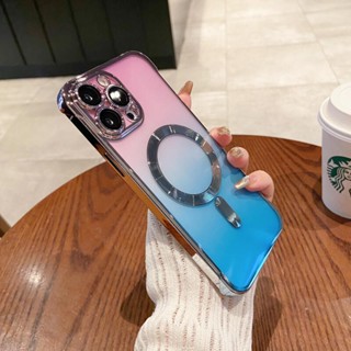 เคสโทรศัพท์มือถือ PC แข็ง แบบแม่เหล็ก ชุบไฟฟ้า หรูหรา สําหรับ iPhone13 14 Pro Max