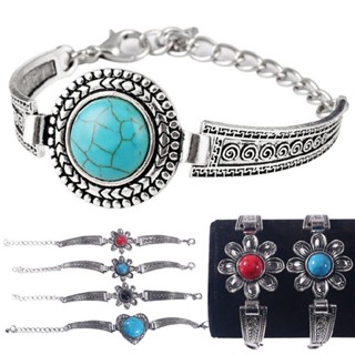 New 925 Silver Turquoise Bracelet Silver Plated Bangle Women Jewelry Adjustable