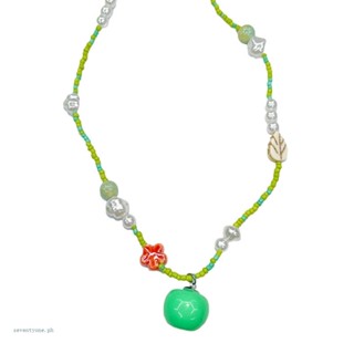 【seve*】สร้อยคอโชคเกอร์ ลูกปัดเรซิ่น รูปแอปเปิ้ลน่ารัก