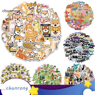 Chunrong สติกเกอร์ใส ลายการ์ตูนสัตว์ สําหรับติดตกแต่งรถยนต์ ขวดน้ํา โทรศัพท์ 50 ชิ้น ต่อชุด