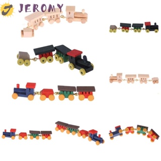 Jeromy ชุดโมเดลรถไฟไม้จําลอง 1:12 หลากสี สําหรับตกแต่งบ้านตุ๊กตา 3-6 ปี