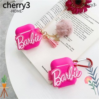 Cherry3 เคสหูฟังบลูทูธ ซิลิโคน ลายการ์ตูนบาร์บี้ พร้อมจี้ตุ๊กตา สําหรับผู้หญิง