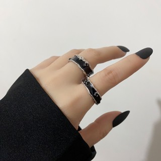 แหวนนิ้วมือ แบบเปิด สีดําเข้ม อุปกรณ์เสริมบุคลิกภาพ