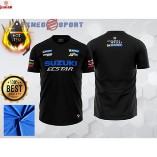 (juxian)เสื้อยืดไมโครไฟเบอร์ พิมพ์ลายกราฟฟิคทีมแข่งรถ Suzuki MotoGP V1 คุณภาพดี