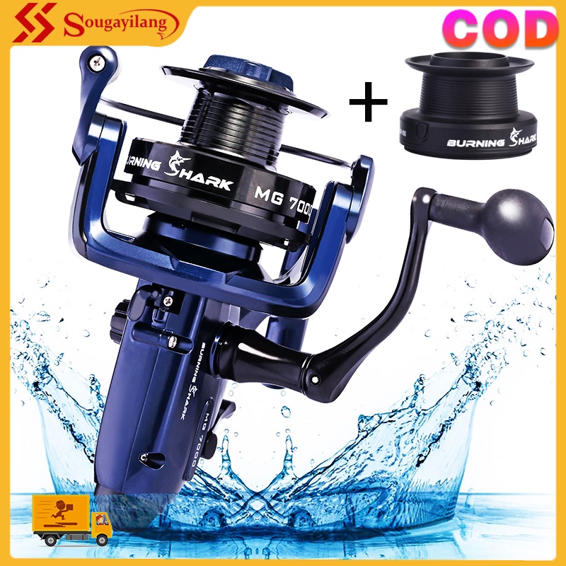 Sougayilang 7000 ซีรี่ส์รีลตกปลา 13+1 ลูกปืนล้อปลาคาร์พที่มีสองสปูล 10 กิโลกรัมแรงลาก