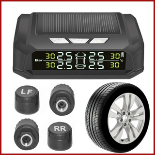 ระบบตรวจสอบความดันลมยาง TPMS ไร้สาย พลังงานแสงอาทิตย์ RV TPMS พร้อมจอแสดงผล LCD 4 เซนเซอร์ TPMS สําหรับรถพ่วง phdth