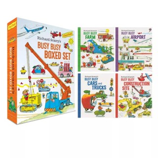 [หนังสือ เด็ก Richard Scarry] Richard Scarrys Busy Busy Boxed Set: Airport; Cars and Trucks; Construction Site; Farm...