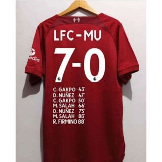 เสื้อกีฬาแขนสั้น ลายทีมชาติฟุตบอล Liverpool 2022 2023 GO นําเข้า LFC-MU LFC - MU 7-0 7-0 22 23 เกรดพรีเมี่ยม 2XL