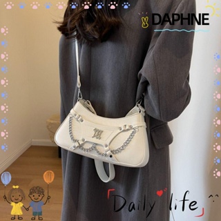 Daphne กระเป๋าถือ กระเป๋าสะพายไหล่ สะพายข้าง หนัง Pu ความจุสูง สีพื้น สําหรับเด็กผู้หญิง