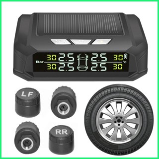 ระบบตรวจสอบความดันลมยาง TPMS ไร้สาย พลังงานแสงอาทิตย์ RV TPMS พร้อมจอแสดงผล LCD 4 เซนเซอร์ TPMS สําหรับการเดินทาง รถพ่วง