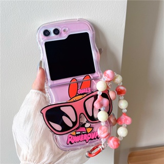 เคสโทรศัพท์มือถือ กันกระแทก พร้อมขาตั้ง และโซ่ สําหรับ Samsung Galaxy Z Flip 5 4 3 5G Z Flip 4