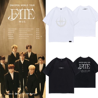 เสื้อยืดแขนสั้นลําลอง ผ้าฝ้าย ทรงหลวม ลาย KPOP ENHYPEN WORLD TOUR FATE แฟชั่นฤดูร้อน สไตล์เกาหลี ฮาราจูกุ สําหรับผู้ชาย และผู้หญิง