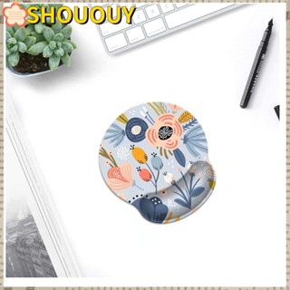 Shououy แผ่นรองเมาส์ เจลรองข้อมือ ออกแบบตามสรีรศาสตร์ ลายดอกไม้น่ารัก สีเทา ของขวัญ สําหรับทํางาน