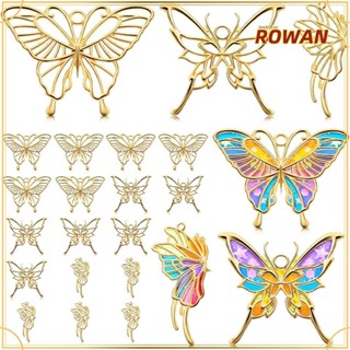 Rowans จี้ผีเสื้อเรซิ่น กลวง สีทอง 3 แบบ 30 ชิ้น