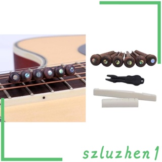 [Szluzhen1] สะพานสายกีตาร์อะคูสติก และน็อต หมุดสะพานสาย Rosewood ลายจุด