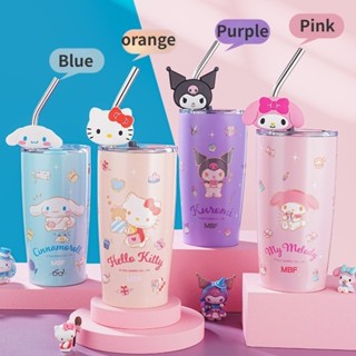 SANRIO พร้อมส่ง ขวดน้ําเหล็ก มีฉนวนกันความร้อน ลาย Hello Kittys พร้อมฝาปิด 600 มล. สําหรับเด็กผู้หญิง