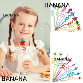 Banana1 หลอดดูดเครื่องดื่ม ใช้ซ้ําได้ สําหรับตกแต่งปาร์ตี้ 8 ชิ้น