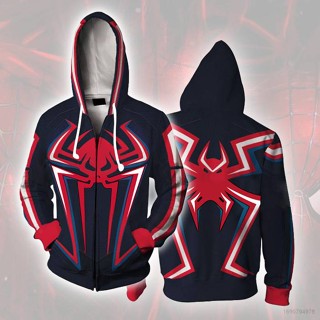 Cool ใหม่ เสื้อแจ็กเก็ตคอสเพลย์ Spider-Man:Across the Spider-Verse 3D แขนยาว มีซิป พลัสไซซ์ สําหรับทุกเพศ