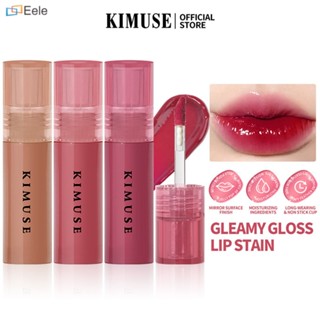 [ชุด 2 ชิ้น] KIMUSE Oil Shiny Lip Stain Moisturizing Long Lasting Mirror Lip Glaze Unisex Water Tint Lips Natural Shiny Non-Stick Cup ↑Eele